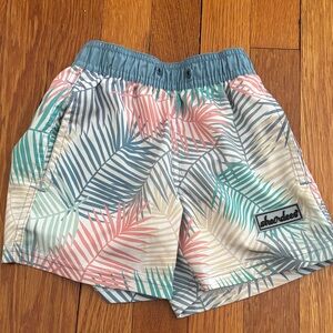 Kids Swim Trunks - Multicolor Leaf Print